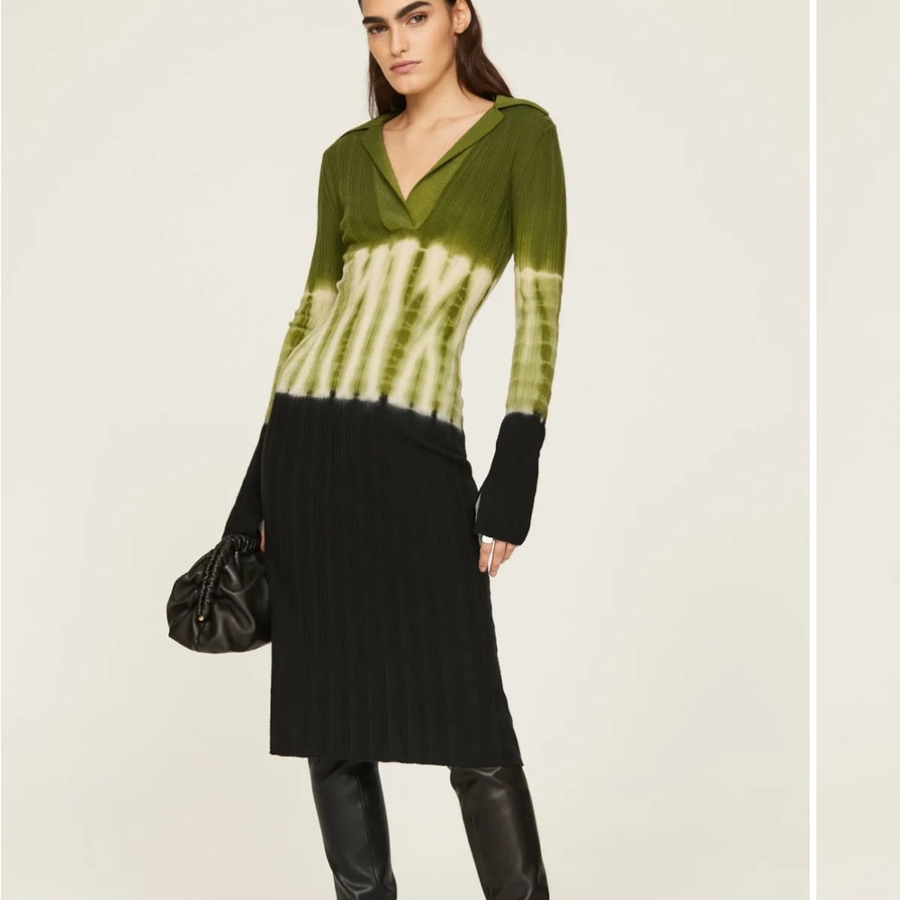 Proenza Schouler Olive and Black Long Sleeve Dress